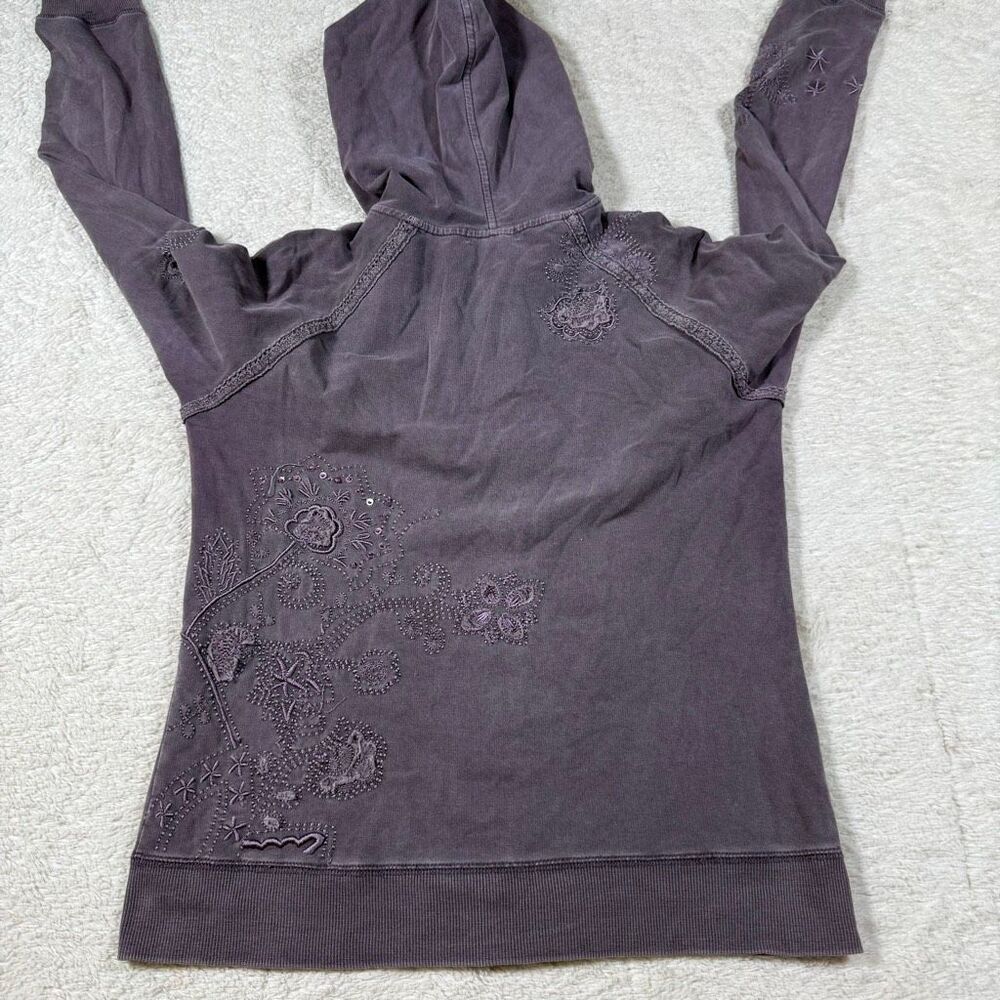 Y2K Vertigo Velour Tracksuit Set Women’s Purple Embroidered Zip Hoodie & Pants - Picture 5 of 9